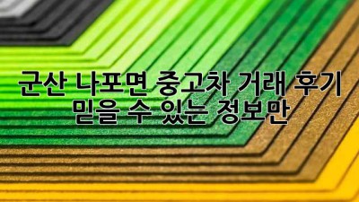 군산 나포면 중고차 거래 후기: 믿을 수 있는 정보만!